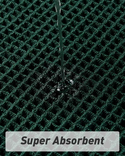 AMOAMI Upgraded Waffle Bath Mat, Super Absorbent Non Slip Bath Mats for Bathroom Floor, Machine Washable Bathroom Rugs with Tassels, Rubber Backed Bathroom Mats, Ultra Soft, 20" x 32", Dark Green