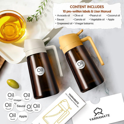 YARRAMATE 16oz Clear & Dark Brown Oil Sprayer - Versatile Kitchen Tool for Easy Cooking
