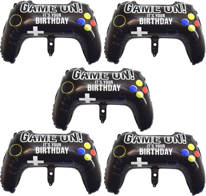 Skiennix Video Game Balloons - Giant Controller Mylar Foil Set for Kids' Birthday Party | 5 Pieces