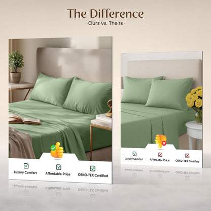 Utopia Bedding Twin Sheet Set - Soft & Breathable 3-Piece Microfiber Bed Sheets | Oeko-Tex Certified (Sage)