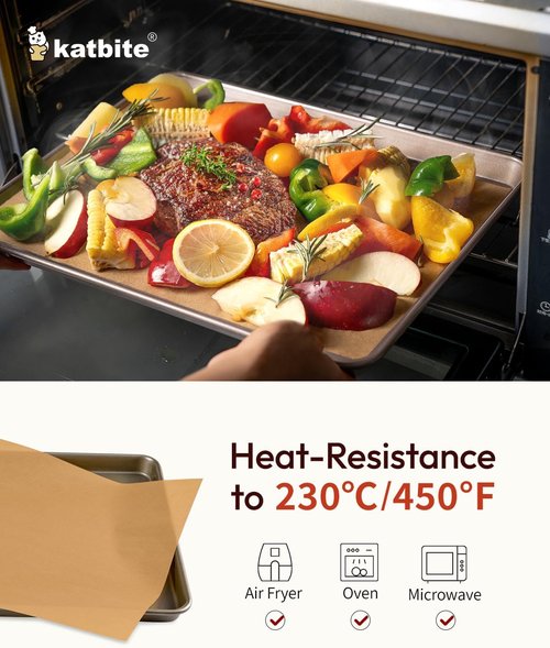 Katbite Unbleached Parchment Paper Sheets - 75 Pcs Heavy Duty Non-Stick 12x16 IN for Baking & Air Frying