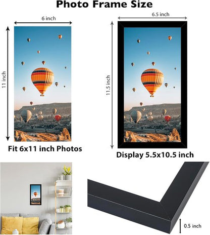 JCJMY 6x11 Picture Frame - Black Wall Mount & Tabletop Display | Shatter-Resistant Plexiglass