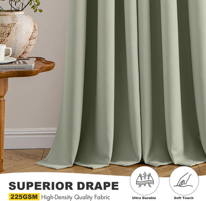MIULEE Sage Green Blackout Curtains - Thermal Insulated Room Darkening Drapes | 68-Inch Length, 2 Panels