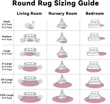 OLANLY Blush Round Area Rug - Soft, Machine Washable 2 ft Circle Carpet for Bedroom & Nursery Decor