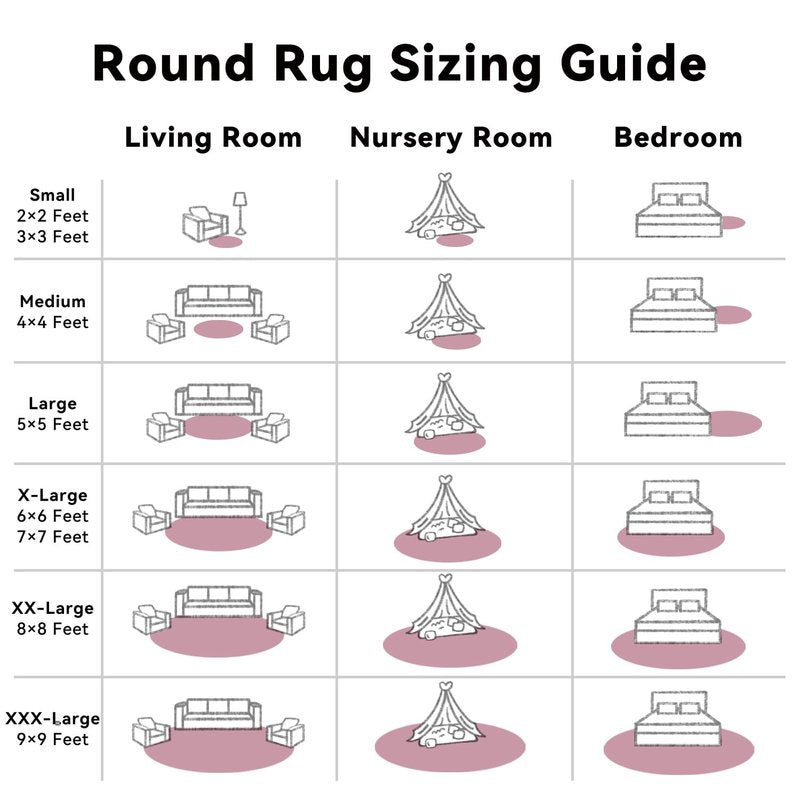 OLANLY Blush Round Rugs for Bedroom - Machine Washable, 8 ft Circle Area Rugs for Living Room, Soft and Fluffy Shaggy Carpet for Teen Girls and Boys, Nursery Rooms, Dorms, Home Decor Aesthetic
