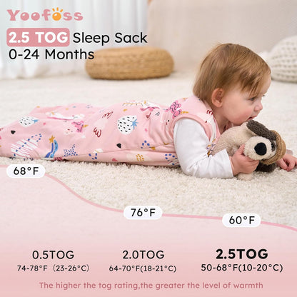 Yoofoss Baby Sleep Sack - 100% Organic Cotton Wearable Blanket for 12-18 Months | TOG 2.5, Soft & Warm
