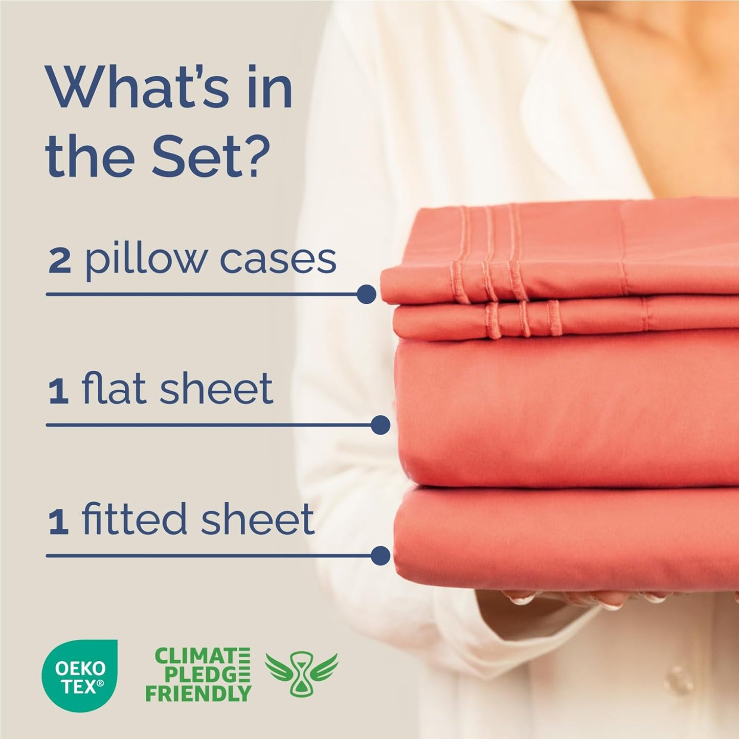 Skiennix Full Size 4-Piece Sheet Set - Ultra-Soft Cooling Bed Sheets - Hotel Luxury Bedding in Coral