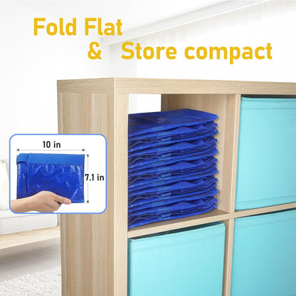 TICONN Extra Large Heavy-Duty Moving Bags - Durable Storage with Zippers & Handles | 12 Pack, Blue