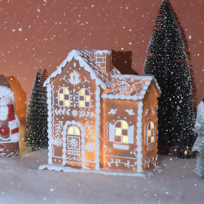 Sheaifun Gingerbread House Decor - LED Lighted Resin Christmas Decoration | 9 x 5 x 10.2 Inch