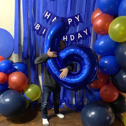 Royal Blue Number 6 Balloon - 40In Self-Inflating Foil Balloon for Boys' 6th Birthday Party
