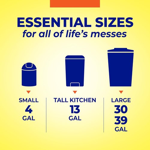 Hefty Essentials 13 Gallon Kitchen Trash Bags - 120 Count Tall Unscented | Easy Tie & Lift, White