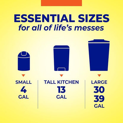 Hefty Essentials 13 Gallon Kitchen Trash Bags - 120 Count Tall Unscented | Easy Tie & Lift, White
