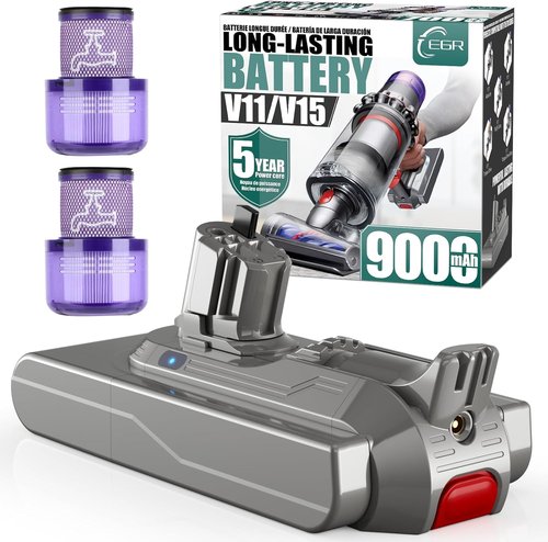 EGR V11 Battery Replacement - 9000mAh Capacity for Dyson Vacuums | Easy Click-In Installation