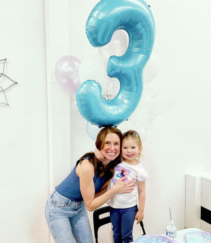 Pearlescent Blue Number 3 Balloon - 40 Inch Birthday Decoration for Kids & Adults