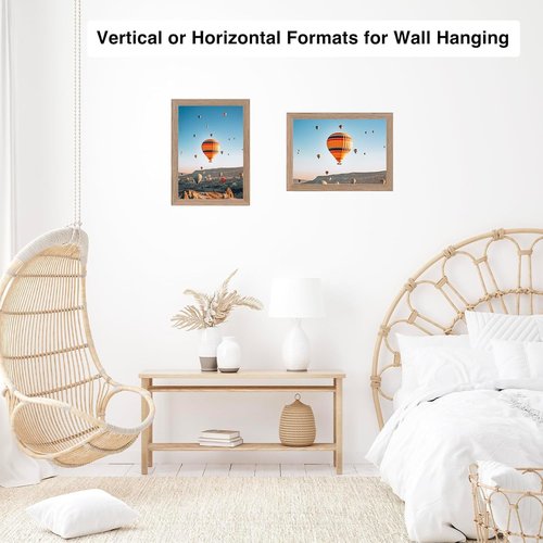 JCJMY 8x11 Picture Frame - Rustic Brown Wall Hanging & Tabletop Display | Versatile Horizontal & Vertical Mounting