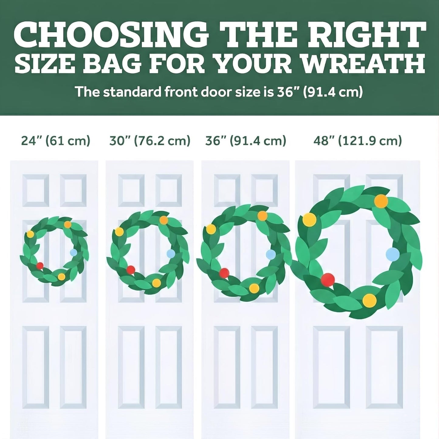 ZOBER Christmas Wreath Storage Bag - Waterproof 24 Inch Oxford Container with Dual Zippers & Strong Handles - Red