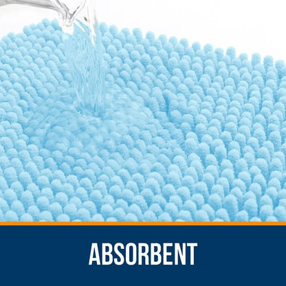 OLANLY Bathroom Rugs 47x20, Extra Soft Absorbent Chenille Bath Rugs, Rubber Backing Quick Dry, Machine Washable Bath Mats for Bathroom Floor, Tub and Shower, Home Decor Accessories, Sky Blue