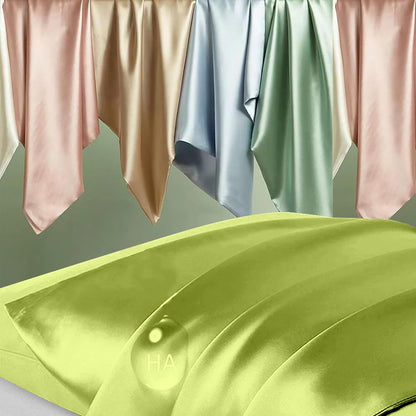 Mulberry Silk Pillowcases by Skiennix - Smooth, Anti-Acne Standard Set of 2 | Olive Green with Zipper