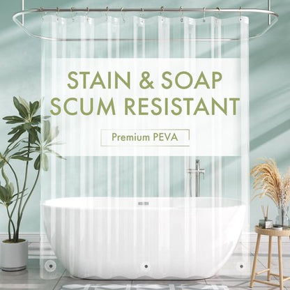 AmazerBath Clear Shower Curtain Liner, 72x78 Long Plastic Shower Curtain Liner, Waterproof PEVA Shower Liner, Cute Lightweight Shower Curtains for Bathroom with 3 Magnets and 12 Rustproof Grommets