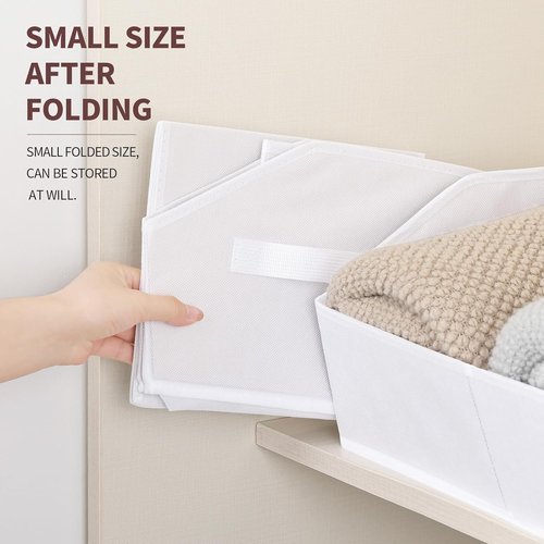 Homsorout Decorative Storage Baskets - Trapezoid Closet Bins with Handles | 3-Pack, White for Organization