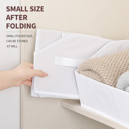 Homsorout Decorative Storage Baskets - Trapezoid Closet Bins with Handles, 8 Pack, White