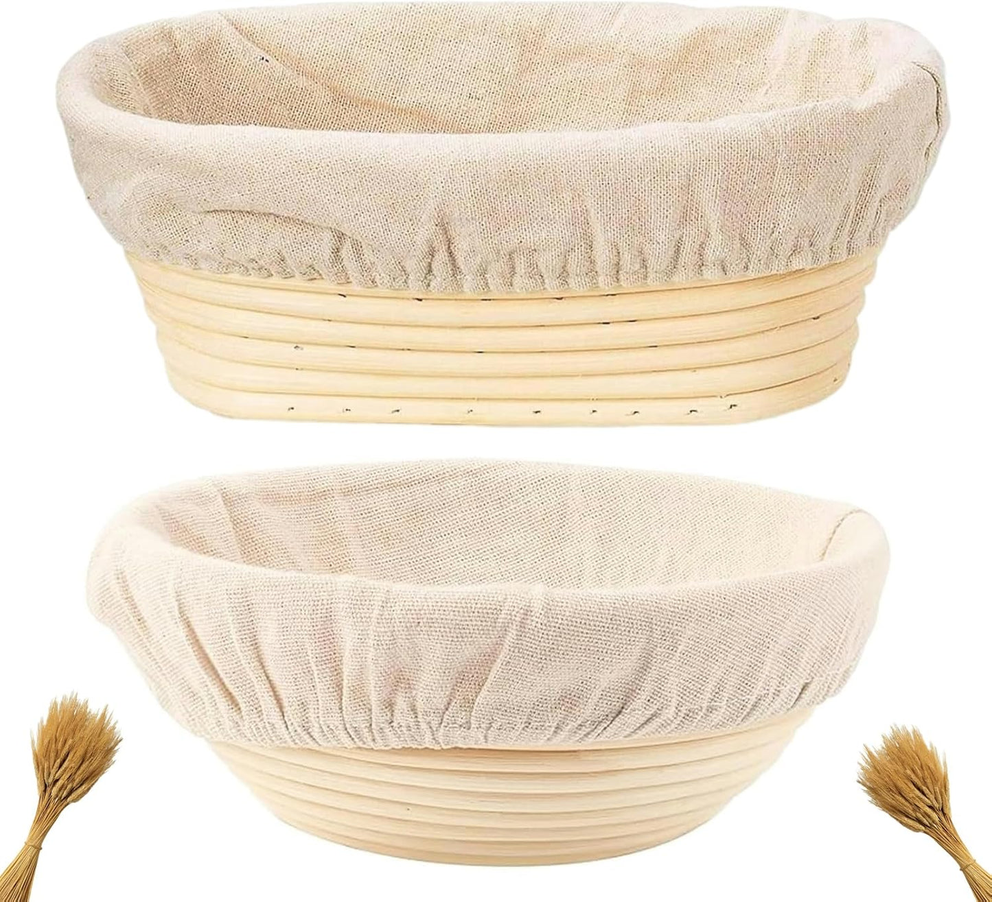 Proofing Baskets | 2-Pack Banneton Bread Proofing Baskets - 9-Inch Round & 10-Inch Oval for Sourdough Baking