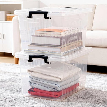 Citylife 22 QT Clear Plastic Storage Bins - Stackable & Nestable Containers for Garage, Closet, Kitchen | 2-Pack