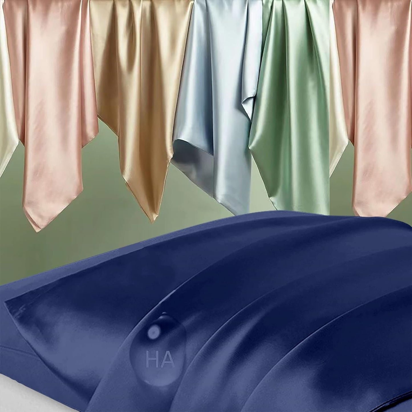 Skiennix Mulberry Silk Pillowcase Set - Anti-Acne & Hair Care | Queen Size, Navy Blue, 2 Pack
