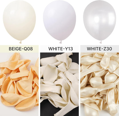 PartyWoo White Balloons - 100pcs Matte Latex Balloon Arch Kit for Weddings & Events | 5-18 Inch Sizes