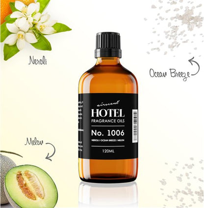 AirScent Hotel Diffuser Oil No. 1006 - Neroli Ocean Breeze Melon - Hotel Scent Dupe - Premium Fragrance Oil for Ultrasonic and Waterless Diffusers and Crafting - 10 mL, .34 fl oz Glass Dropper Bottle