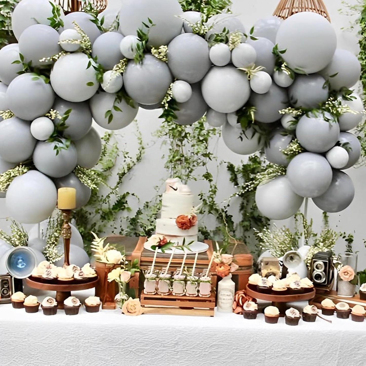 Voircoloria 12-Inch Gray Balloons - 110pcs Latex Party Balloons for Weddings, Graduations & Celebrations