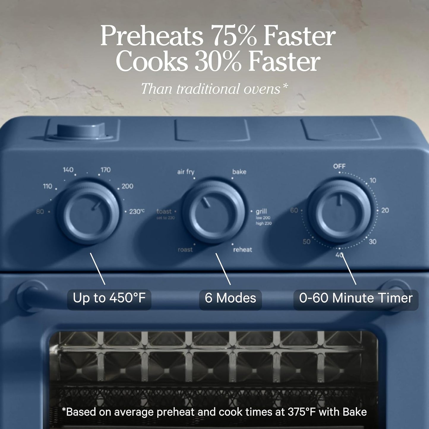 Our Place Wonder Oven - 6-in-1 Stainless Steel Air Fryer Toaster Oven Combo | 13 QT Capacity - Blue Salt