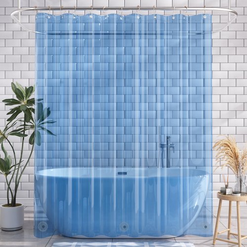 AmazerBath 72x78 Long Shower Curtain Liner, Clear Blue Plastic Shower Curtain Liners, Waterproof PEVA Shower Liner, Cute Lightweight Shower Curtains for Bathroom with 3 Magnets & Rustproof Grommets