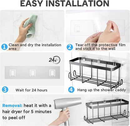 Lsnisni Shower Caddy Adhesive Strips - Waterproof, No Drilling, 10 Pack for Bathroom & Kitchen Storage