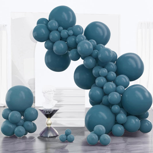 PartyWoo Slate Blue Balloons - 100-Piece Pack | 18, 12, 10, 5 Inch Sizes for Baby Shower & Birthday Decorations
