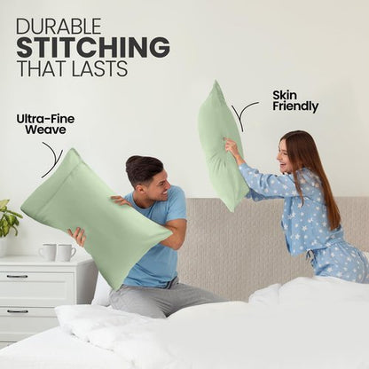 Utopia Bedding King Pillow Cases - 2 Pack - Envelope Closure - Soft Brushed Microfiber Fabric - Shrinkage and Fade Resistant Pillow Covers King Size 20 X 40 Inches (King, Sage)