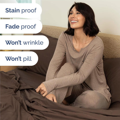 Skiennix Twin XL Sheet Set - Comfy Cooling Bed Sheets - Ultra-Soft, Deep Pocket, Wrinkle-Free - Brown