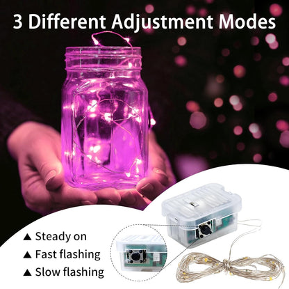 Skiennix 20 LED Pink Fairy Lights - 7Ft Twinkle String Lights | Battery Operated & Waterproof for Parties, Weddings, & Decor