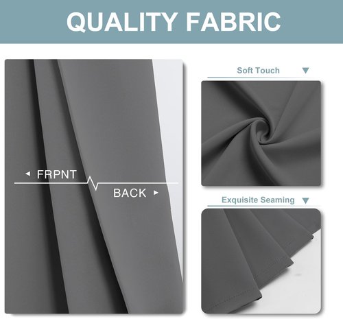 ChrisDowa Small Window Curtains - 40-Inch Grommet Thermal Insulated Room Darkening Panels, Grey (2-Pack)