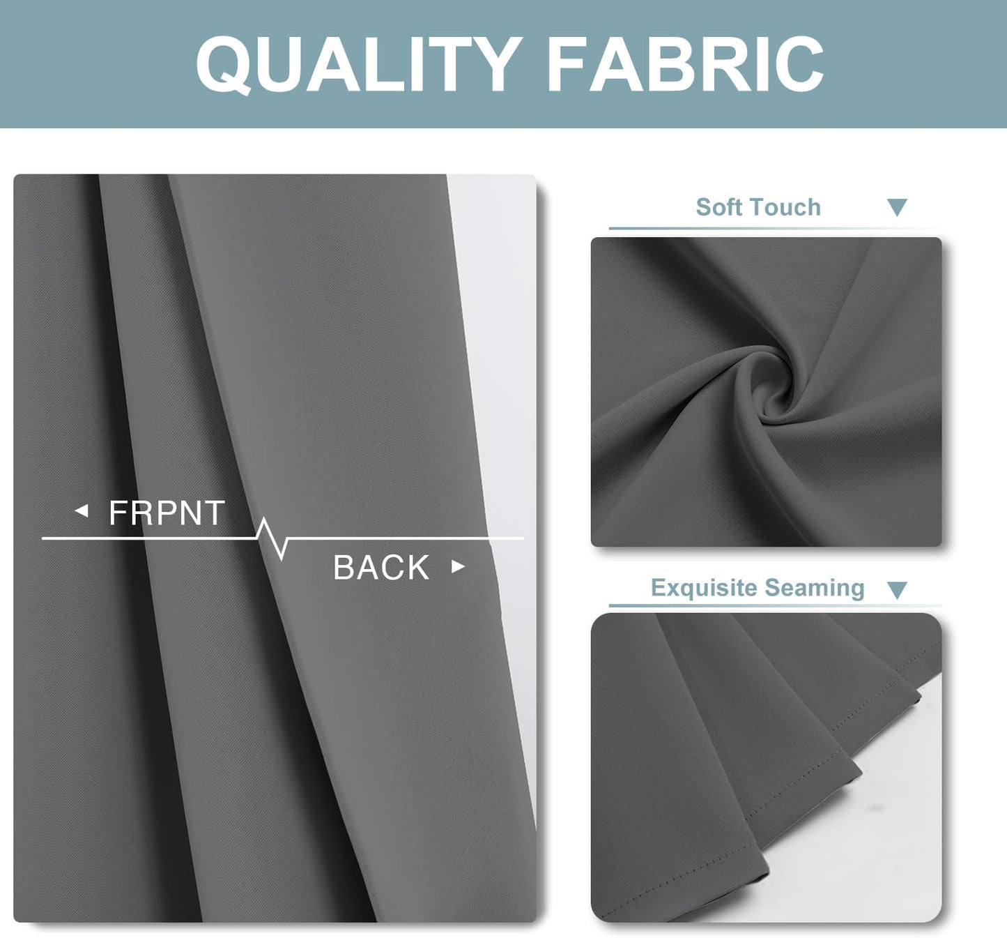 ChrisDowa Blackout Curtains - Thermal Insulated Room Darkening Panels, 63 Inches Long, Grey (Set of 2)