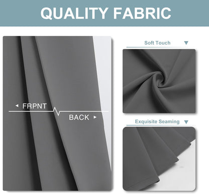 ChrisDowa Blackout Curtains - Thermal Insulated Room Darkening Panels, 63 Inches Long, Grey (Set of 2)