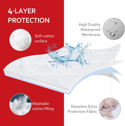 Skiennix Waterproof Pack and Play Mattress Pad - Fitted Cotton Protector for Graco Play Yard & Mini Crib