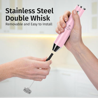 Zulay Kitchen Rechargeable Milk Frother - Powerful 2-Speed Motor, Waterproof Design | Pink Bubblegum Color