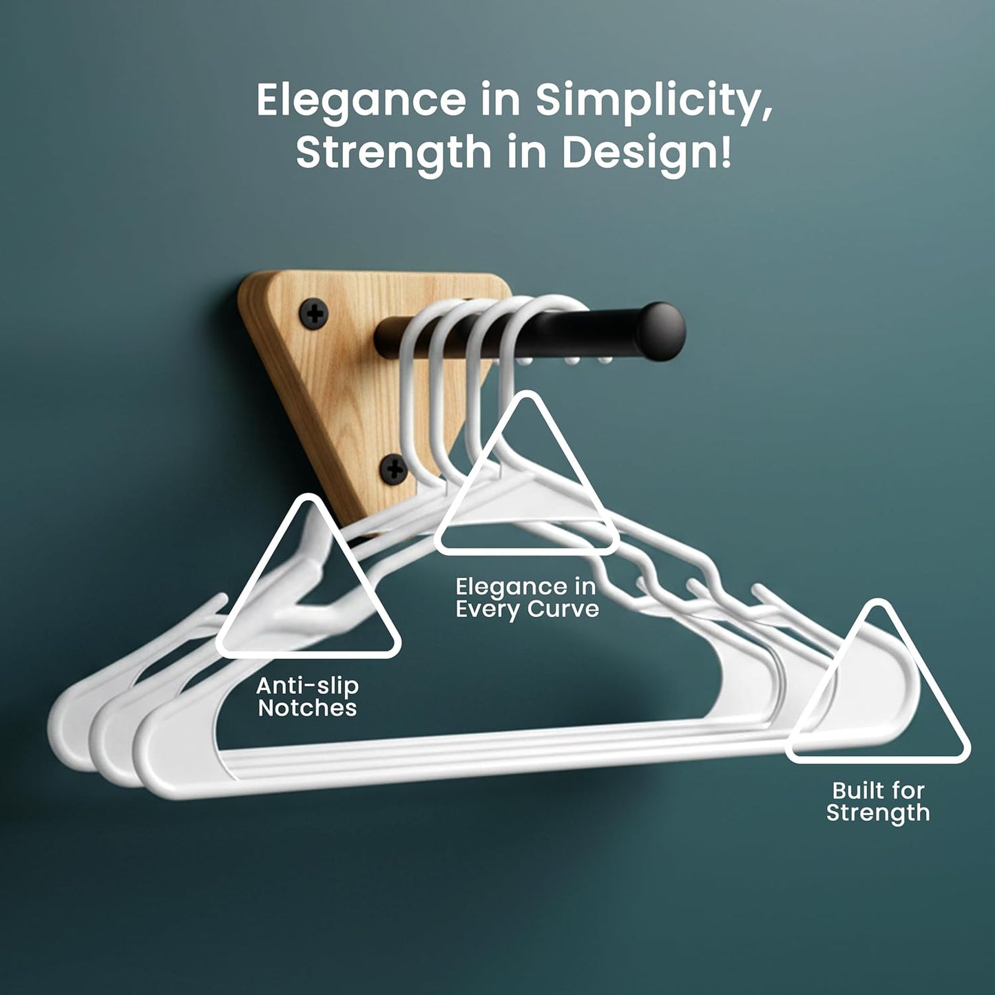 Utopia Home Plastic Hangers | 100 Pack - Durable Space-Saving Clothes Hangers - White Closet Organizers