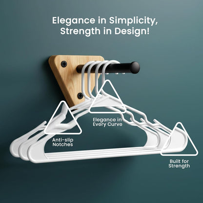 Utopia Home Plastic Hangers 200 Pack - Durable Space-Saving Clothes Hangers - White Closet Organizers
