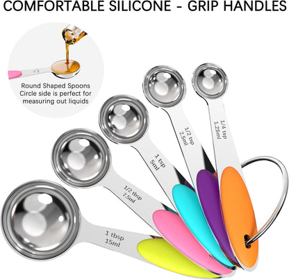 TILUCK Stainless Steel Measuring Cups and Spoons Set - Essential Kitchen Utensils for Cooking & Baking (10-Piece)