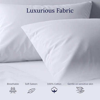 California Design Den King Size White Pillowcase Set - Luxuriously Soft 600 Thread Count Cotton (Set of 2)