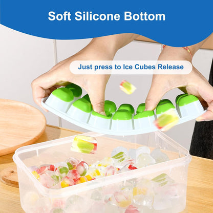 Skiennix Silicone Ice Cube Tray - Easy-Release Stackable Design, BPA-Free, 4 Pack with Lids (56 Cubes)