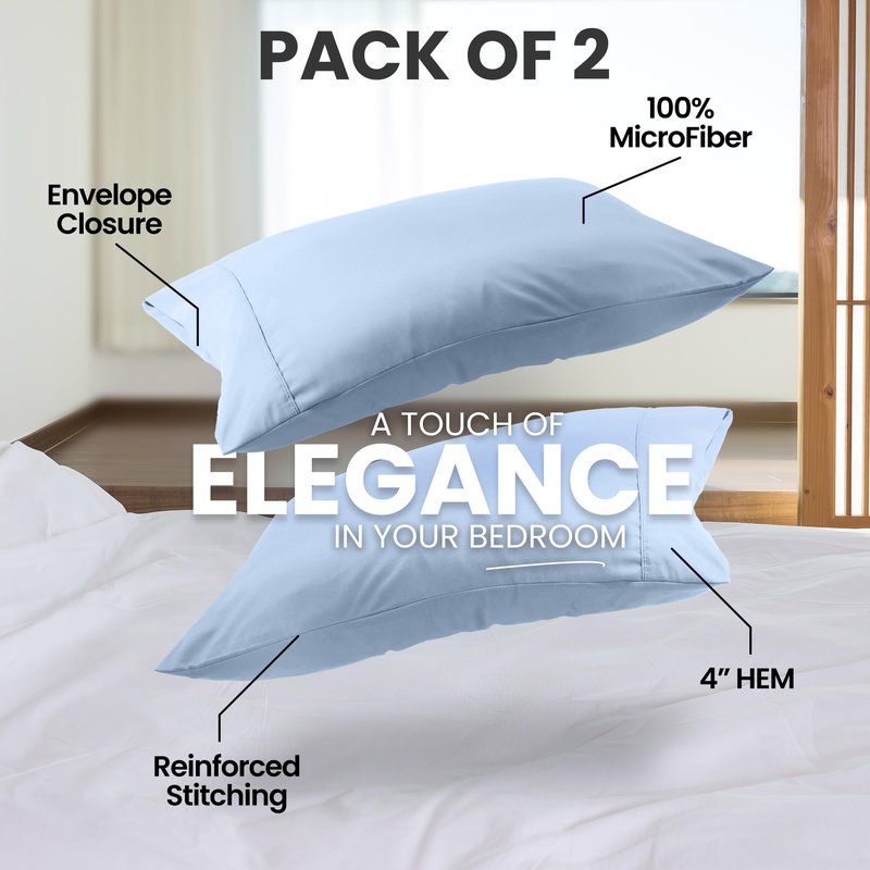 Utopia Bedding Pillow Cases King Size 2-Pack – Soft Brushed Microfiber – Envelope Closure – Perfect for Hospitals, Hotels, Guest Rooms – Oeko-TEX Certified, 20x40 Inches (Ice Blue)