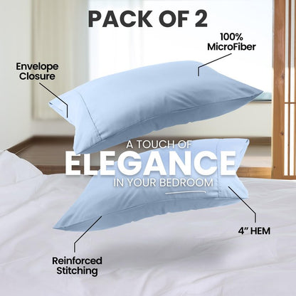 Utopia Bedding Pillow Cases King Size 2-Pack – Soft Brushed Microfiber – Envelope Closure – Perfect for Hospitals, Hotels, Guest Rooms – Oeko-TEX Certified, 20x40 Inches (Ice Blue)